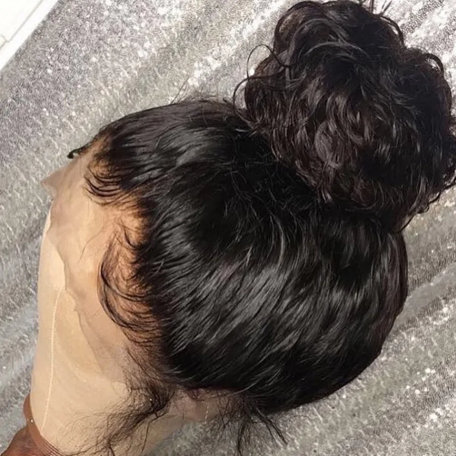 Полный парик шнурка кудрявый волнистый бразильский предварительно сорванный полный парик шнурка человеческих волос естественный цвет для черных женщин 150% Плотность На Fleek