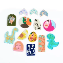 

50PCS Fish Tail Dinosaur Flower Beauty Avatar Jewelry Accessories Hand Made Earrings Connectors DIY Pendant Components Charms