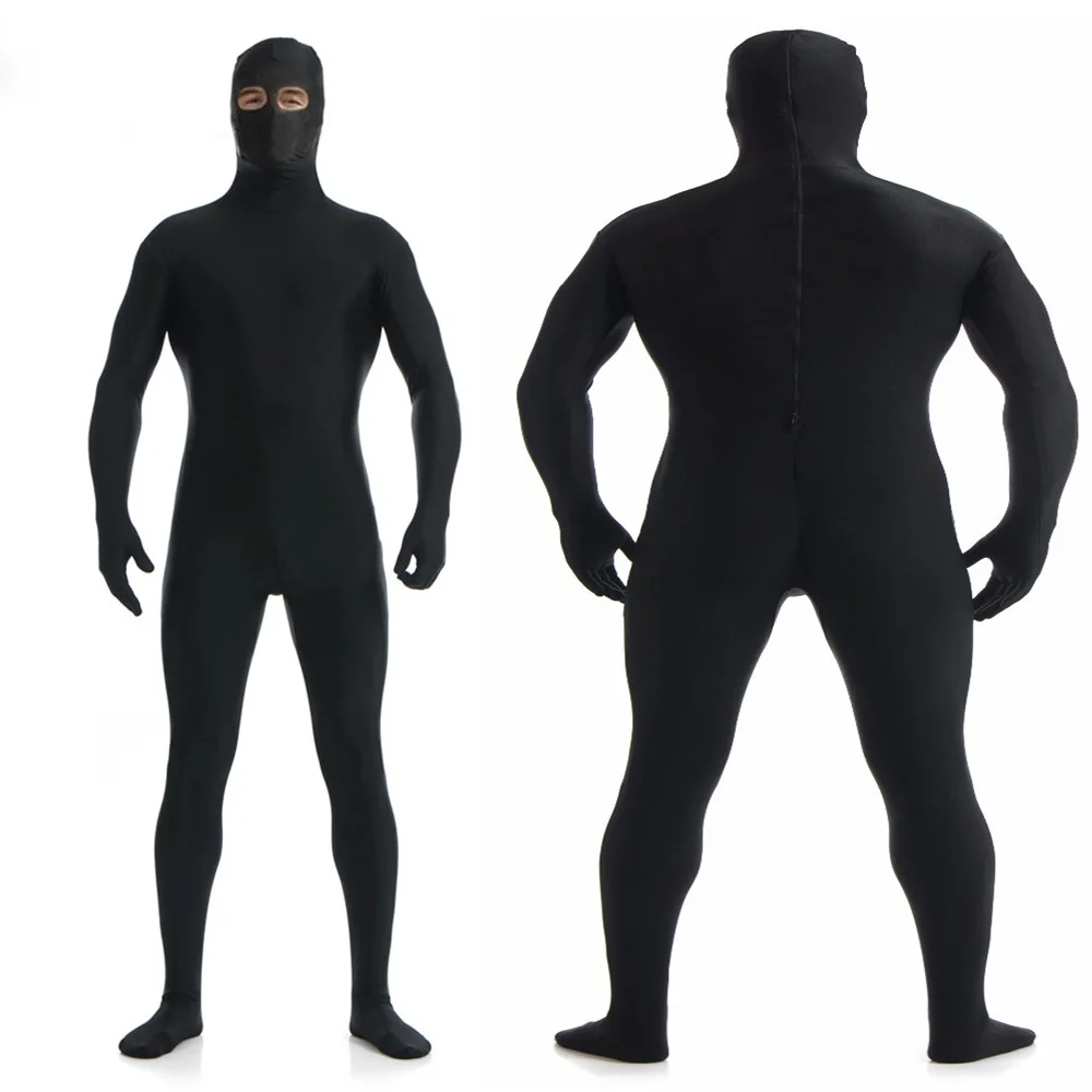 

Adult Kids Invisibility Cloak Jumpsuits Cosplay Open Eyes Halloween Costume Stage Show Black Man Tight Stealth Actor Costume