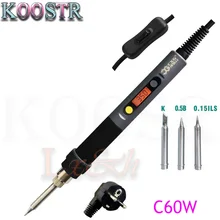 Электрический паяльник C60W CXG с ЖК-дисплеем с регулируемой температурой, EU штекер, Сварочная паяльная станция, термокарандаш, 2 шт., наконечники, паяльник