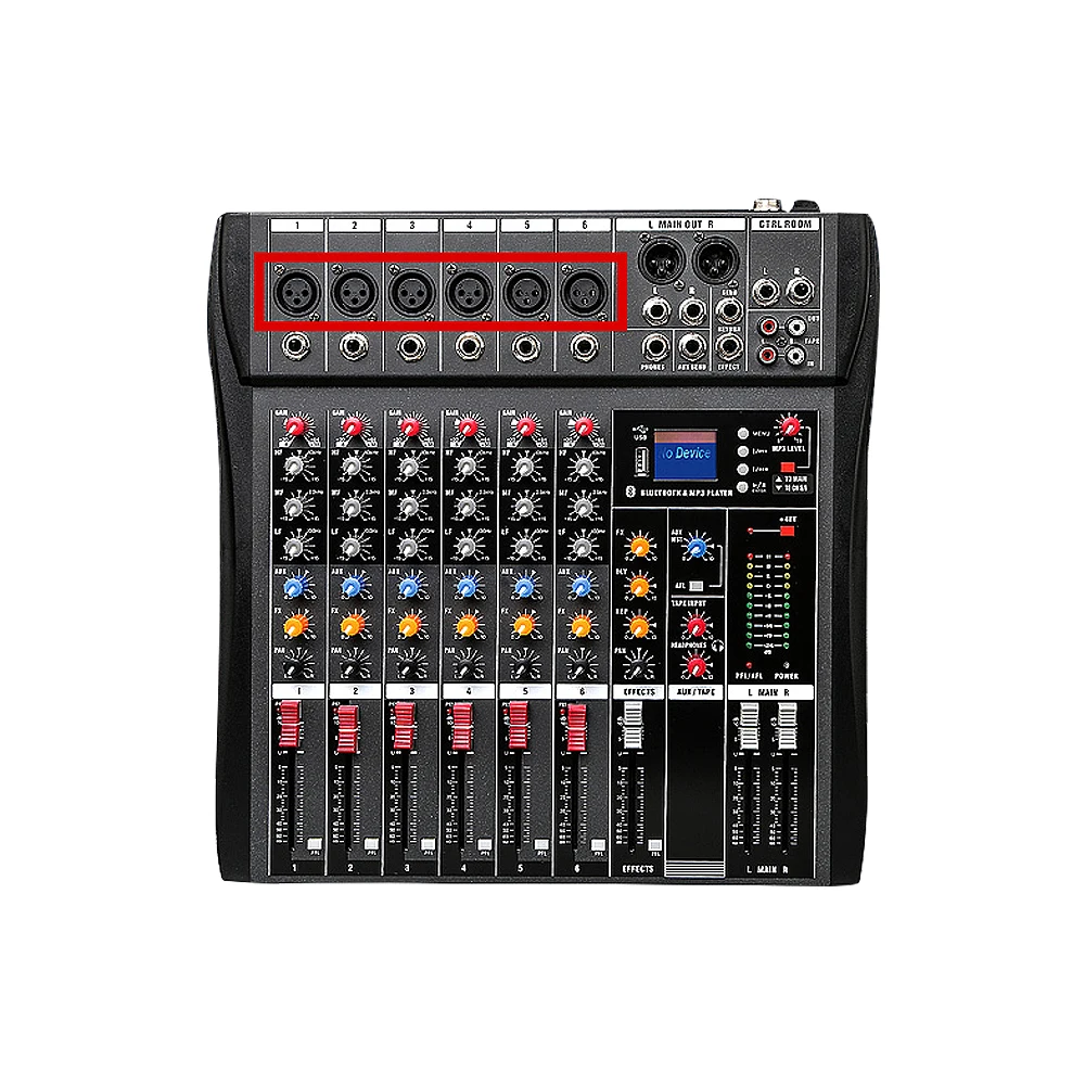 

6 Channel bluetooth Digital Microphone Sound Mixer with USB DJ Sound Mixing Console 48V Amplifier For Karaoke KTV Match Party