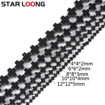 

Free Shipping AAA Flat Cross beads Black Hematite beads 4/6/8/10/12mm Natural Stone for Jewelry bracelet Making DIY Accessories