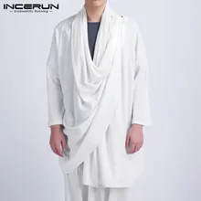 INCERUN, китайский стиль, Мужской плащ, пальто, Винтаж, хлопок, однотонный, длинный рукав,, уличная одежда, Повседневный Кардиган, Тренч, мужская верхняя одежда, 3XL