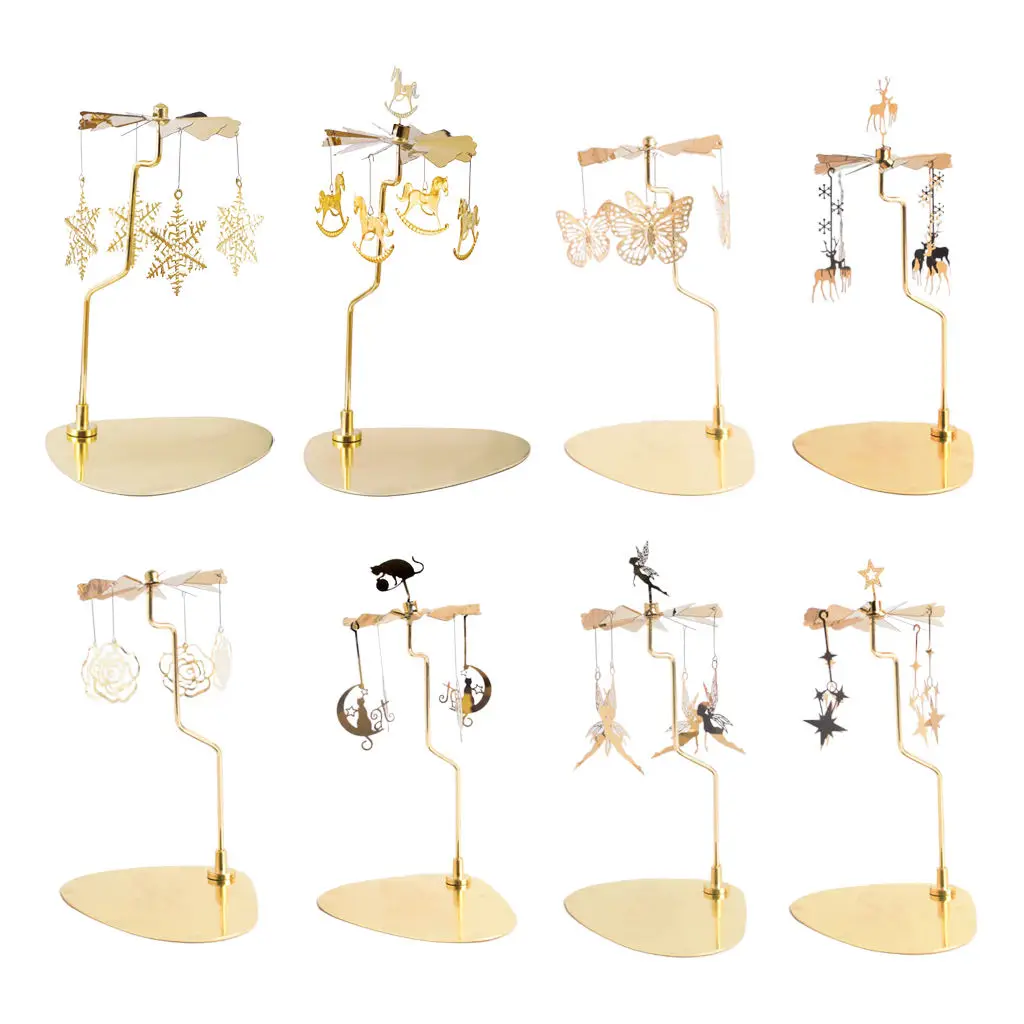 Rotating Candlestick Christmas Carousel Tea Light Candle Holder Stand Tray for Home Birthday Wedding Party Table Decorations christmas decorations candle holders