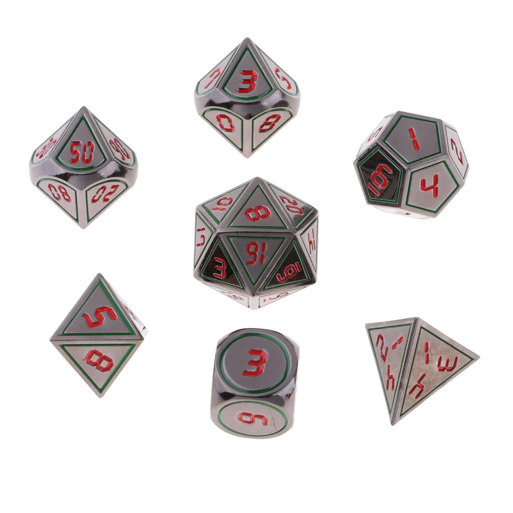 Многогранный Набор кубиков D4 D6 D8 D10 D12 D20 для ролевых игр D& D RPG Accs 7 шт Вечерние Набор кубиков