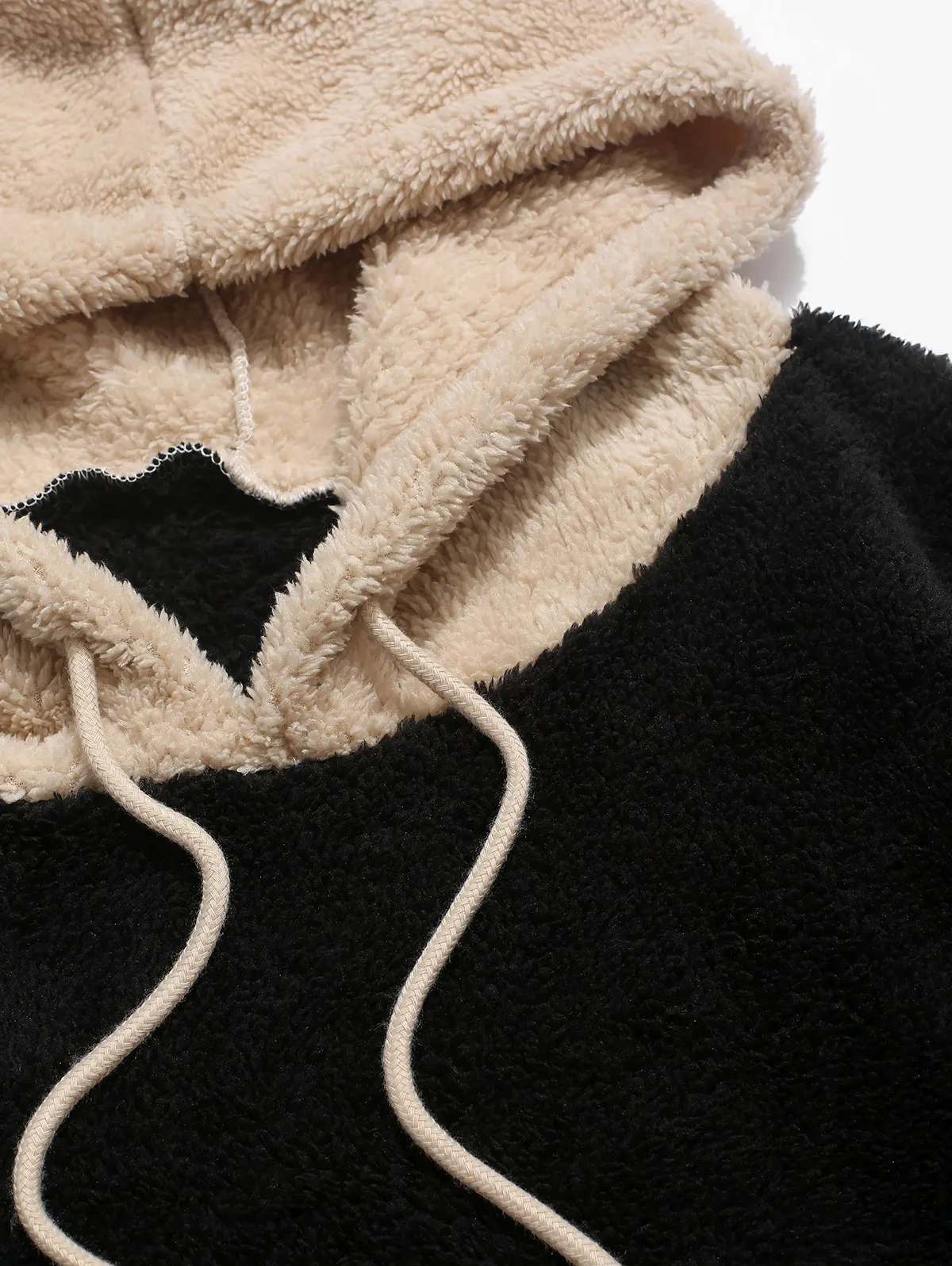 Skup ZAFUL męskie bluzy blokujące kolor łączenie Fuzzy pulower z kapturem sznurkiem bluzy Streetwear mężczyźni solidny kolor koszule jesień