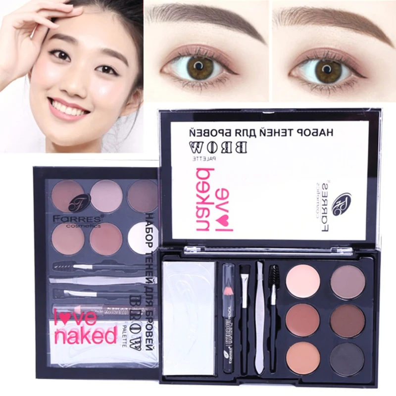 6 Colors Eyebrow Powder With Eyebrow Brush Spiral Head Eyebrow Brush Long-lasting Waterproof Eyebrow Makeup Set