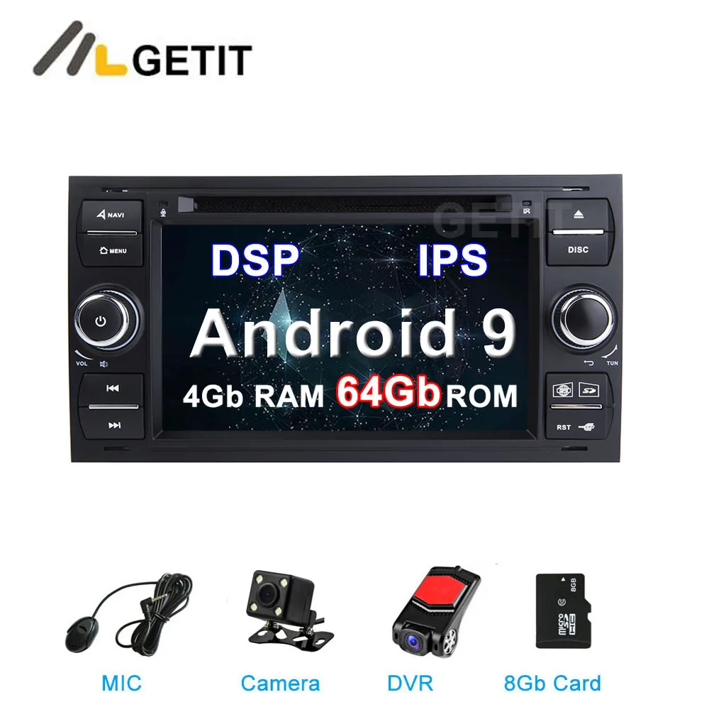 Sale DSP IPS 64G Android 9 Car DVD Stereo Player GPS Radio for Ford Fiesta Transit Galaxy Fusion C/S MAX Kuga Old Focus/Focus 0