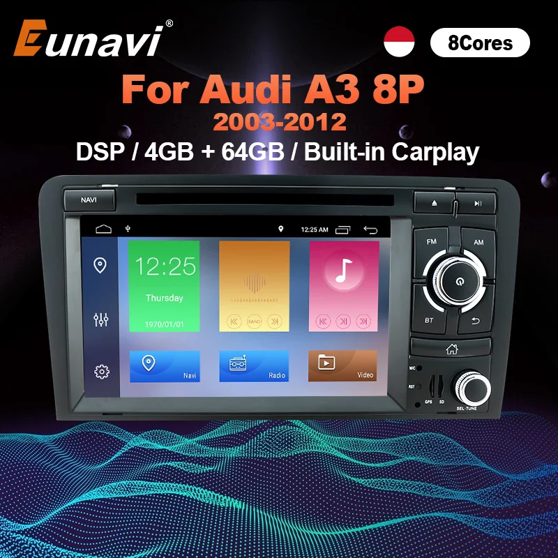 Eunavi Android 10 Car Radio DVD For Audi A3 8P 2003-2012 S3 2006-2012 RS3 Sportback 2011 Multimedia Video Player DSP GPS 2 Din