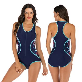 

New 2019 Sport One Piece Swimsuit Competitive Swimwear Women Swimming Suits for Women Patchwork Bathing Suits