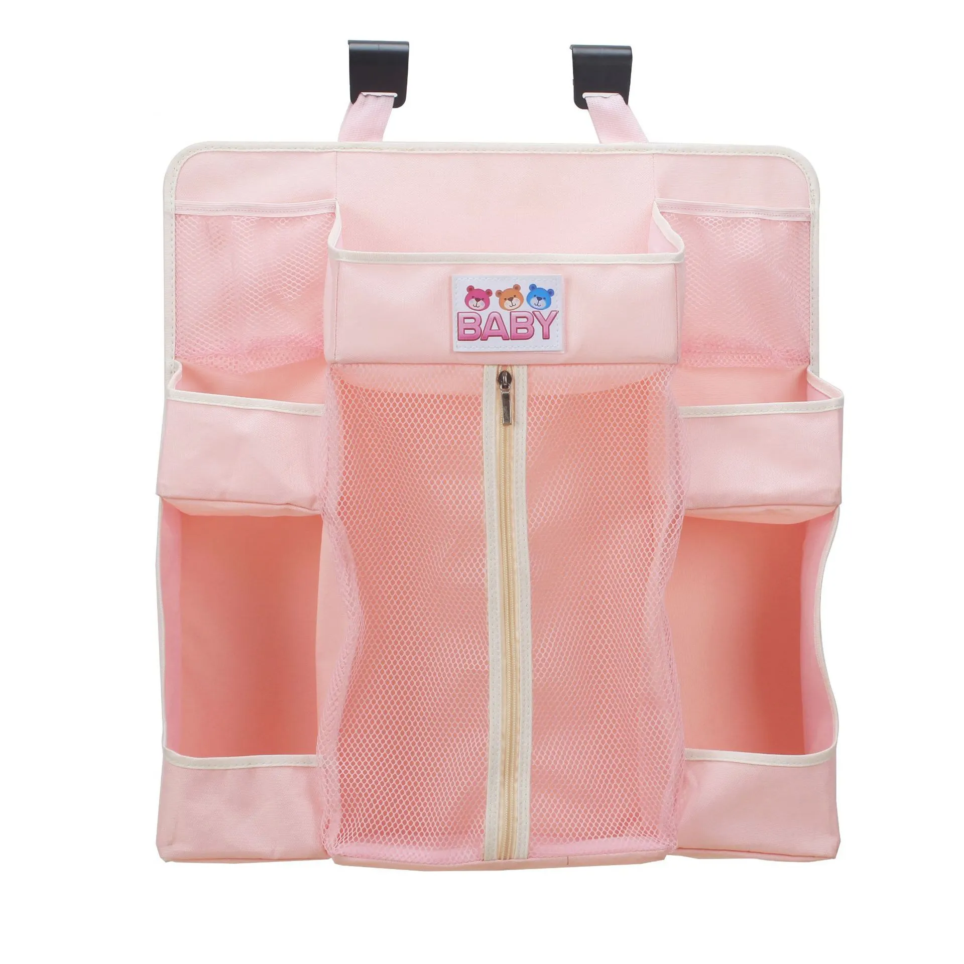 pink Многофункциональная подвесная сумка для детской кроватки, переносная Водонепроницаемая Пеленка, органайзер прикроватный для кроватки, сумка-бампер, аксессуары для постельных принадлежностей - Цвет: pink