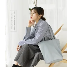 H. K. Хранение онлайн знаменитостей корейский стиль сплошной цвет нейлоновая сумка на плечо Женская Повседневная Большая сумка для покупок сумка для переноски