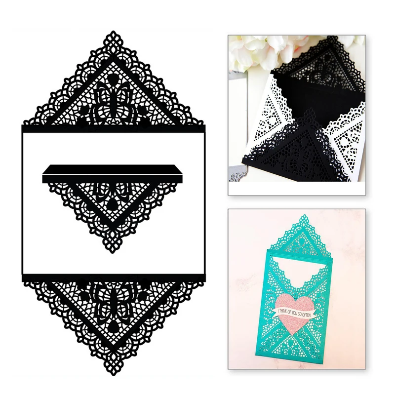 

Naifumodo Lace Envelope Metal Cutting Dies Background Frame Scrapbooking For Making Cards Decorative Embossing DIY Craft Stencil