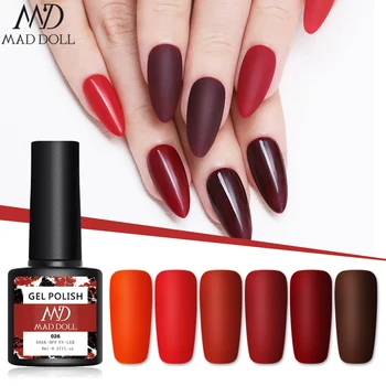 

Gel Nail Polish 8ml For Autumn Winter Dark Red Series Semi Permanent Glitter Gel Varnishes Nail Art Matte Top Coat