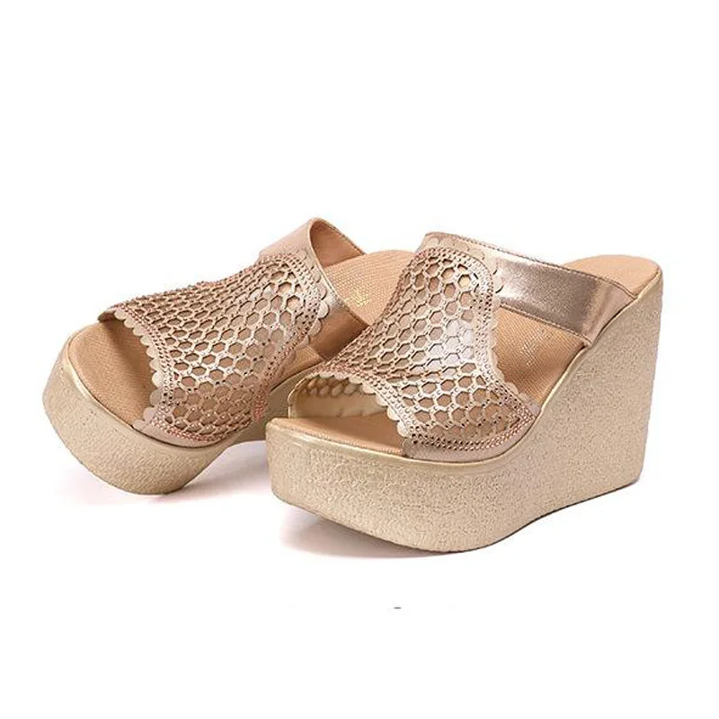 Women High Heels High Heel Sandals For Women Summer Peep Toe Lace Mesh Wedge Heels Sandal