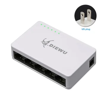 

100 Mbps Home Network Desktop Hub Mini Splitter Ethernet Switch Universal 5 Port LAN Full Half Duplex Wall Hanging Self Adaptive