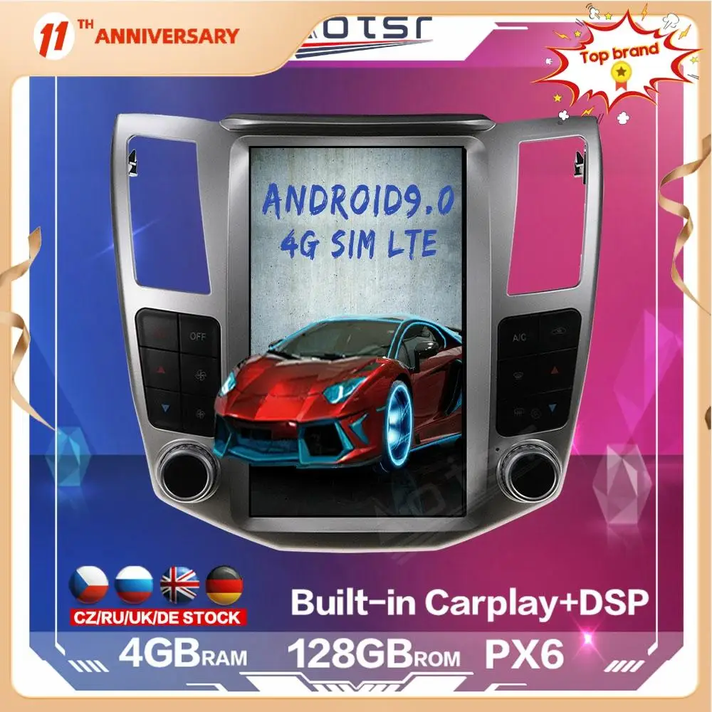 

Автомобильный мультимедийный плеер 128 ГБ Tesla Android для Lexus RX RX300 RX330 RX350 RX400H RX450H GPS навигация DSP Carplay 4G SIM