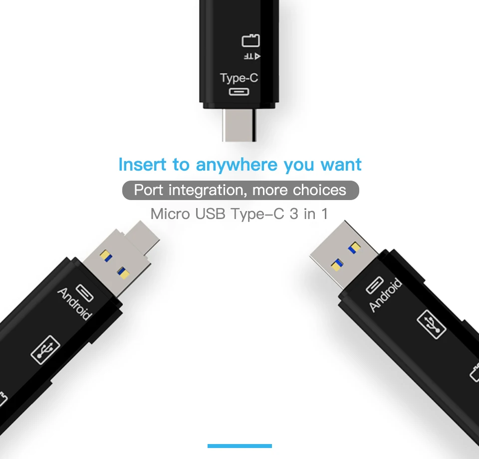 KUULAA все в одном type C USB 3,0 Micro USB адаптер SD/Micro SD/TF кард-ридер OTG Andriod PC внешний мульти-карт памяти