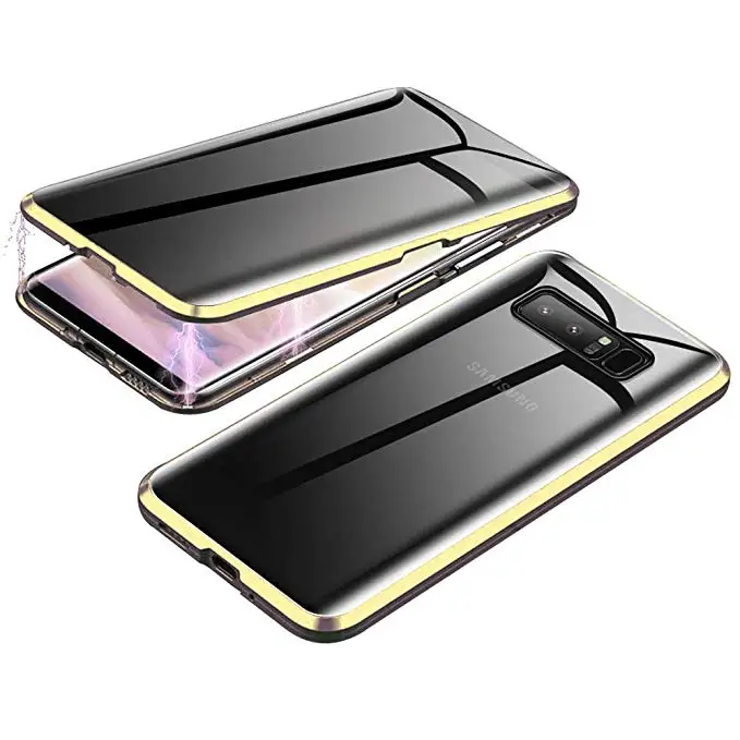 Магнитный чехол из закаленного стекла для samsung Galaxy S10 S10e S9 S8 Plus Note 10 Pro A50 A70, магнитный металлический бампер - Цвет: Gold
