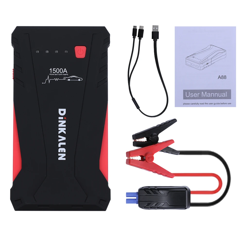 

High Power Jump Starter Emergency Car Batterty Booster Portable Power Bank 12V 1500A Electric Smart Protection Starting Device