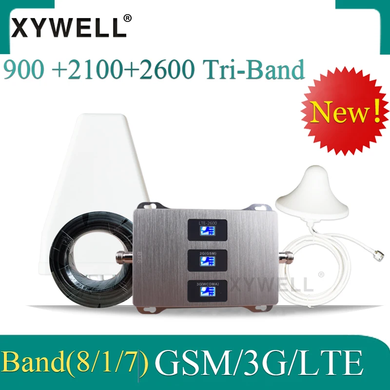 Russia Cellular Amplifier 900/2100/2600 Tri-Band GSM Repeate 2G 3G 4G CellPhone Booster 70dB GSM UMTS LTE Mobile Signal Booster