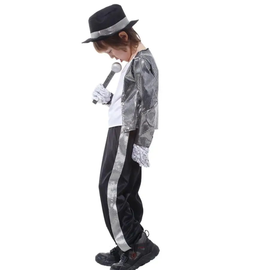 Классический в стиле Майкла Джексона, Косплэй костюм для детей на Хэллоуин для мальчиков с ображением « год маскарадный добавить свой комментарий суперзвезда сценические костюмы