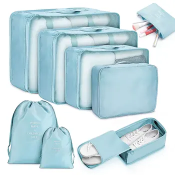 

8pcs Travel Home Clothes Quilt Blanket Storage Bag Set Shoes Partition Tidy Organizer Wardrobe Suitcase Pouch Packing Cube Bags