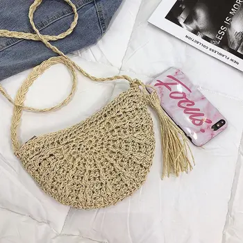 

Vintage Straw Bag for Women 2019new fashion Hand-Woven Hollow Handbag Big Capacity Drawstring Handbag Casual Travel Beach Bag