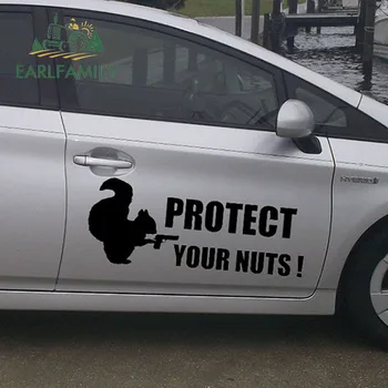 

EARLFAMILY Cute Squirrel with A Big Gun To Protect Your Fine Art of Nuts Funny Car Sticker Wall Rv Cover Vinyl Decal 9 Colors