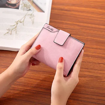 

Buckle Student Retro Frosted Multi Card Zipper Wallet Women's Short Change Bag