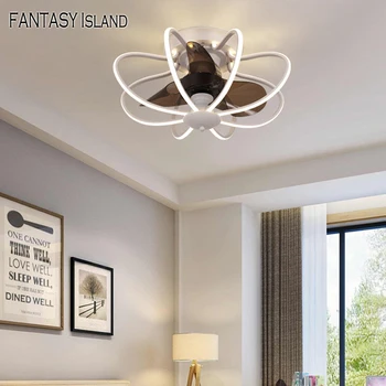 

Modern Simple Light smart LED ceiling fan lamp with remote control Nordic Frequency Conversion Living Room Fans Lights Home