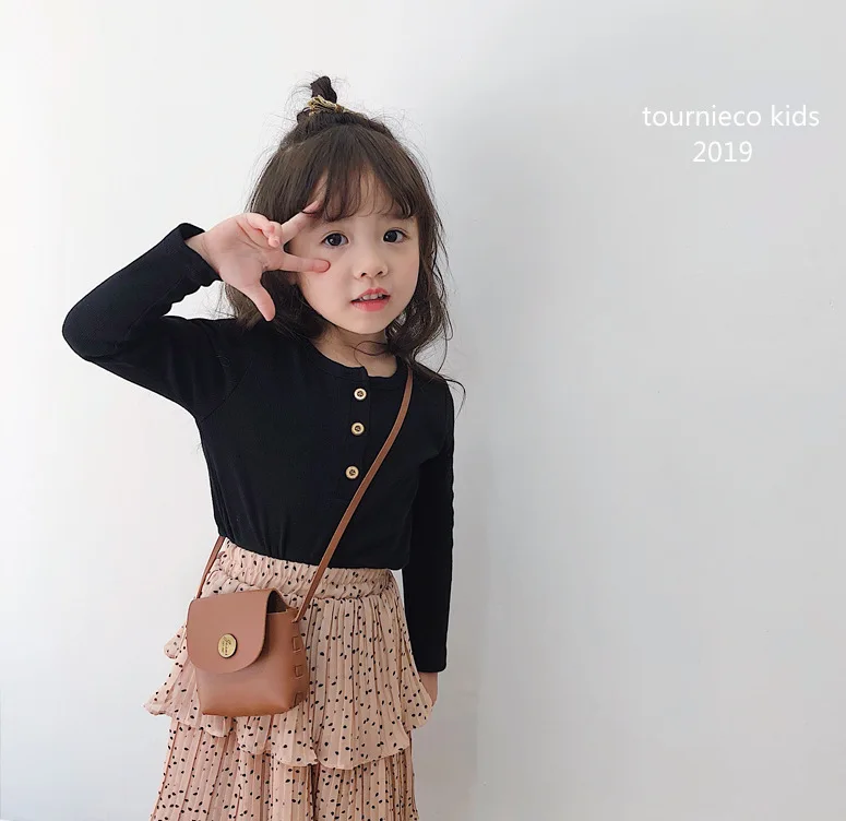 Футболки для мальчиков и девочек 2-7 лет, Весенняя футболка с длинными рукавами для детей, брендовая футболка с круглым воротником и пуговицами, одежда для маленьких мальчиков