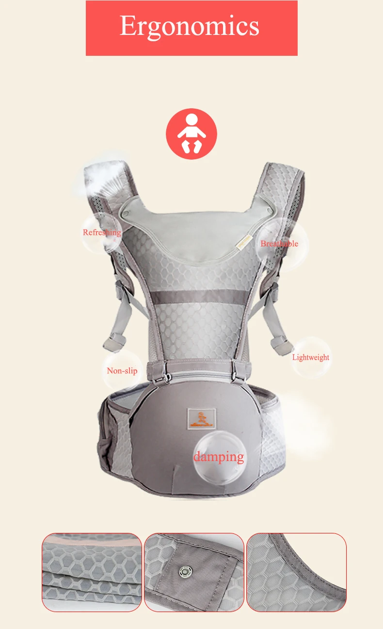 Happywalk Baby Carrier Хипсит(пояс для ношения ребенка) мягкое сиденье материал для здоровья эргономичная Сумка-кенгуру для ребенка четыре сезона