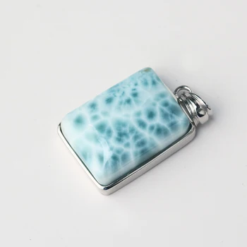 

11 Natural Larimar stone pendant 925 silver inlaid fashion Japanese and Korean necklace Larimar stone pendant for girlfriend