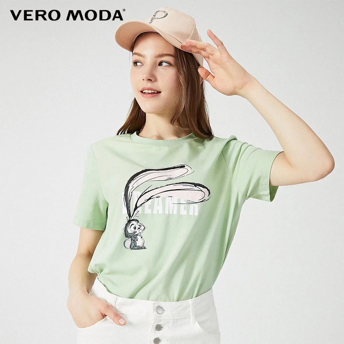 Vero Moda женская футболка с принтом букв и животных | 319201562 - Цвет: Quiet green