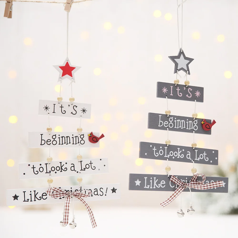 1 шт. веселые рождественские буквы деревянные подвески, украшения орнамент с рождественской елкой деревянные поделки для дома стены Рождественская вечеринка украшения
