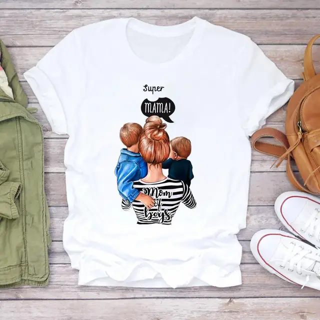 Women Cartoon Super Mom Life Momlife Mama Mother Summer Print Lady T-shirts Top T Shirt Ladies Womens Graphic Female Tee T-Shirt CZ24117