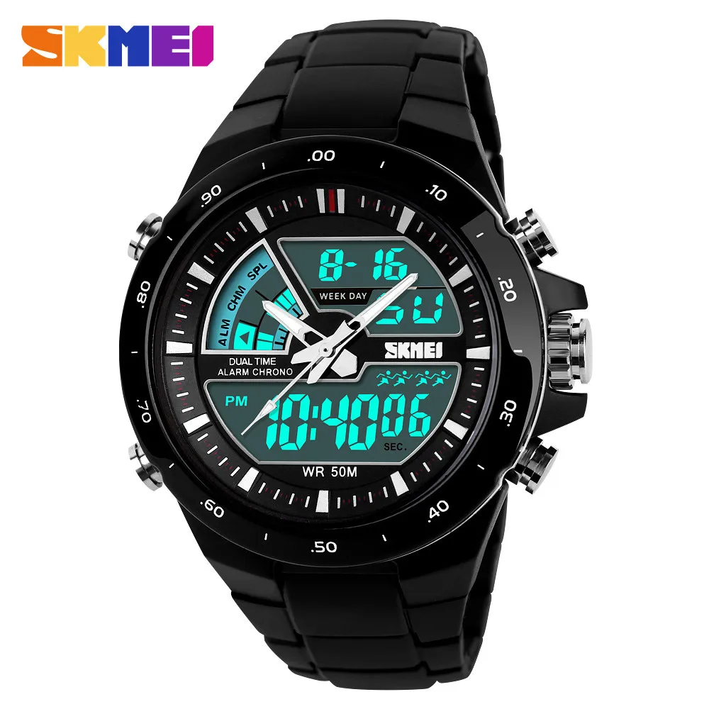 Белый SKMEI 1016 Men Digital Watch Fashion Outdoor Sports Wrist Watches Waterproof Swim Dive Military Men's Watch Male Alarm Clock - Цвет: Белый