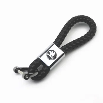 

Car Styling 3D Metal+Leather Emblem Car Key Ring Keychain Key Holder For skoda octavia fabia rapid yeti Kodiaq superb octavia