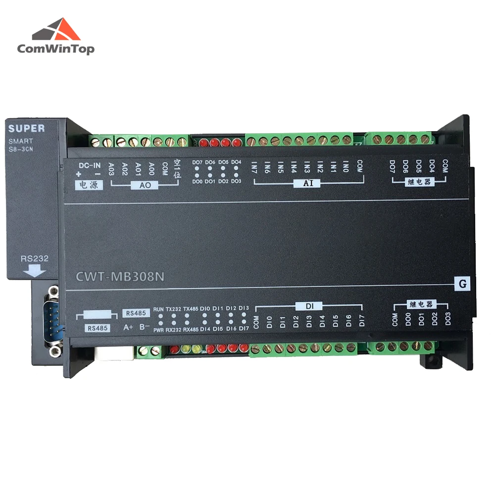 CWT-MB308N 8AI + 4AO 8DI 8DO RS485 RS232 протокол Modbus Ethernet Tcp модуль ввода-вывода |