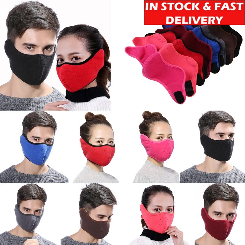 

6/10pcs Pollution Mask 2 in 1 Unisex Mouth Muffle Cotton Earmuffs Masks Winter Fashion Men Women Outdoor Windproof Half Mask