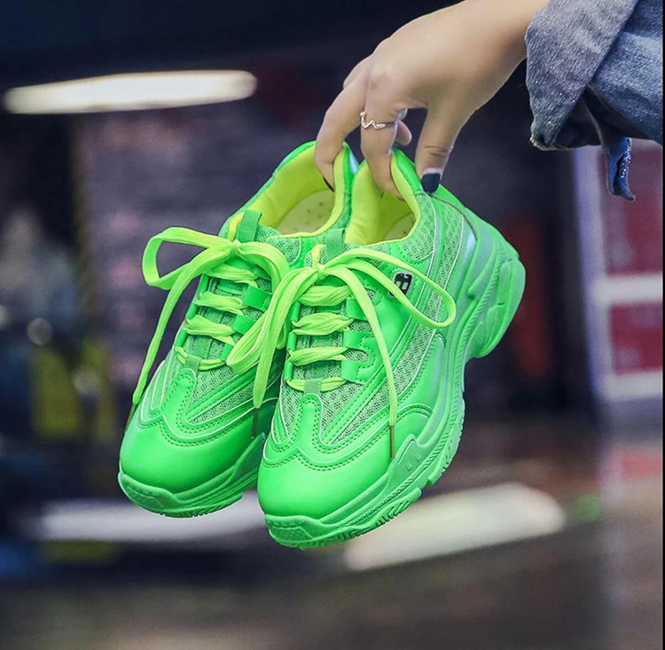 Vrouwen Mesh Neon Groen Geel Platform Sneakers Voor Vrouwen Student Ademend  Sport Schoenen Hip Hop Dance Schoenen Zapatillas Mujer