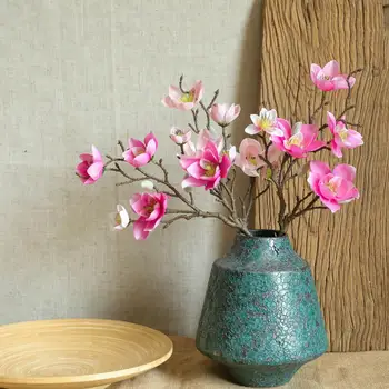 DIY Wedding Decoration Artificial Flowers Simulation Magnolia Fake Flowers Home Bouquet Faux Flowers Branch