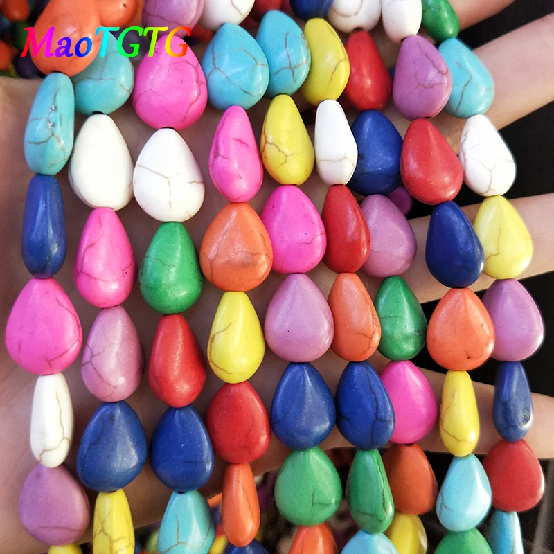 

Mixcolor Turquoises Beads For Jewelry Making DIY Necklace Bracelet Teardrop-Shaped Howlite Tophus Beads Jewelry Making Bangle