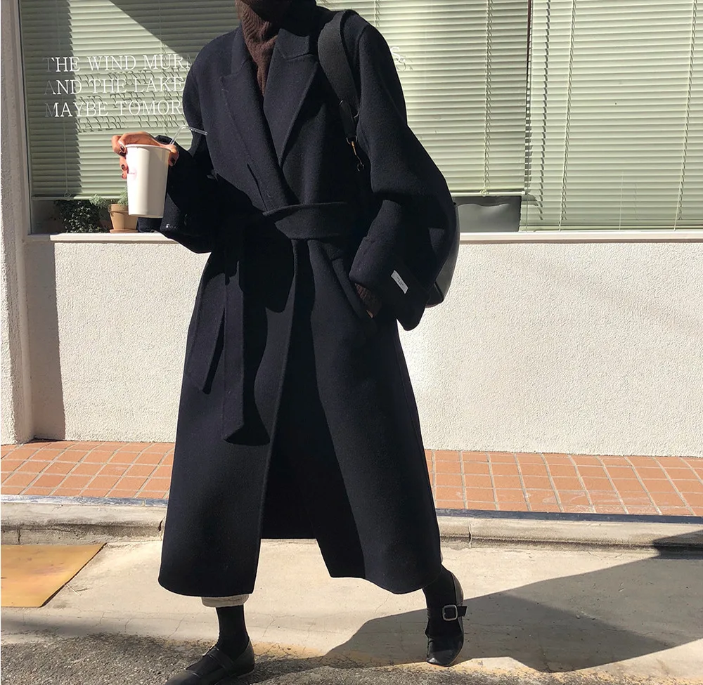 wool coat warm winter camel black maxi long outfit Wool Blends coat high quality oversized