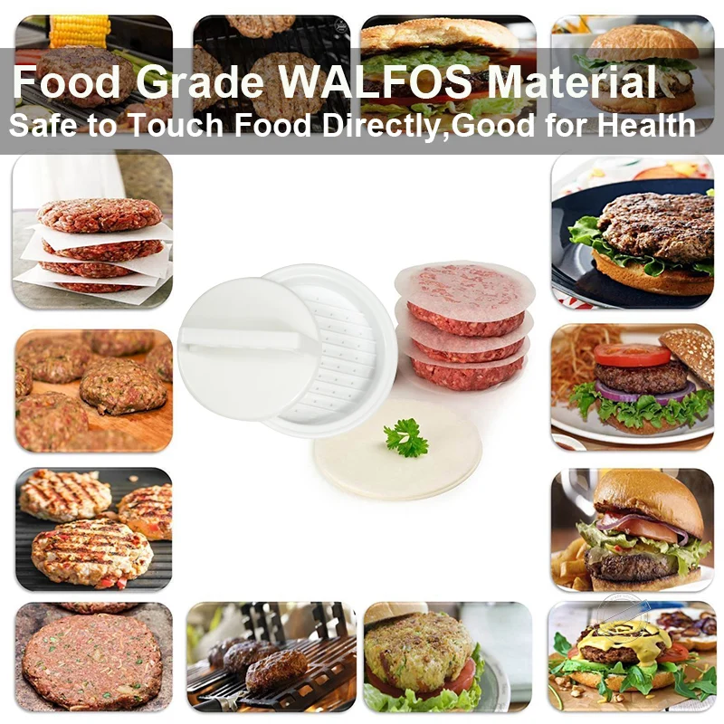 WALFOS 1 Set DIY Hamburger Meat Press Tool Patty Makers Meat Burger Maker Mold Food-Grade Plastic Hamburger Press Burger Maker