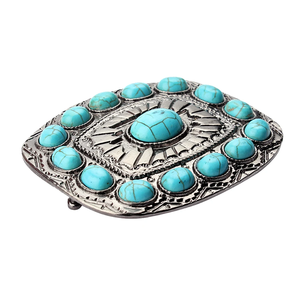 Western Cowboy Belt Buckle Turquoise Hip-hop Belt Accessories Fit Jeans