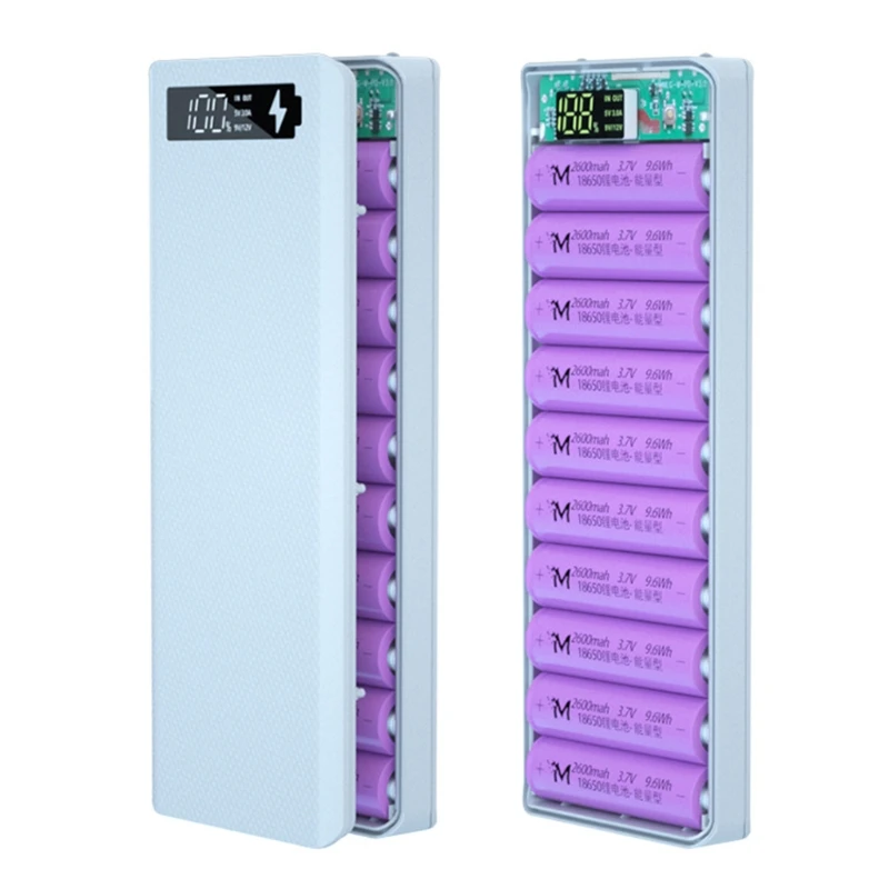 Detachable QC3.0 USB LCD Display DIY 10x18650 Battery Case PowerBank Shell Portable External Box Powerbank Protector bank power