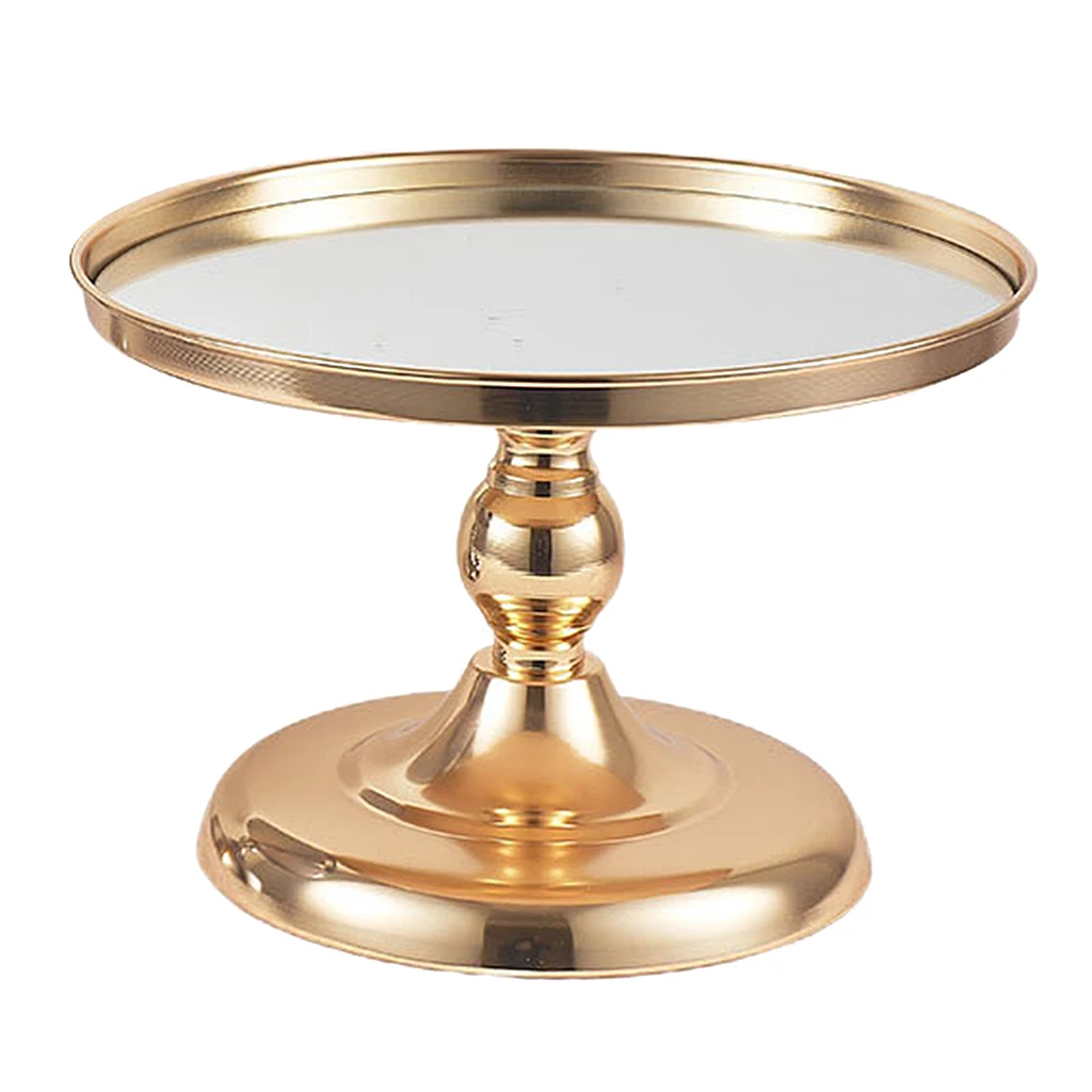 Smooth Round Metal Cake Dessert Cupcakes Stand Holder Wedding Party Display Plate Rack, 2 Colors(Gold, Silver)