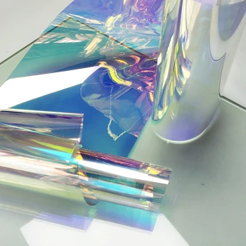 

40*400 Cm Privacy Mirror Adhesive Residential DIY Window Film Heat Control Glare Control Glass Tint Rainbow Effect Window